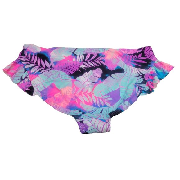 Women's Hipster Bottom W/Ruffle Leg Line Detail Island Soul Curve Multicolor 2X - Picture 3 of 7